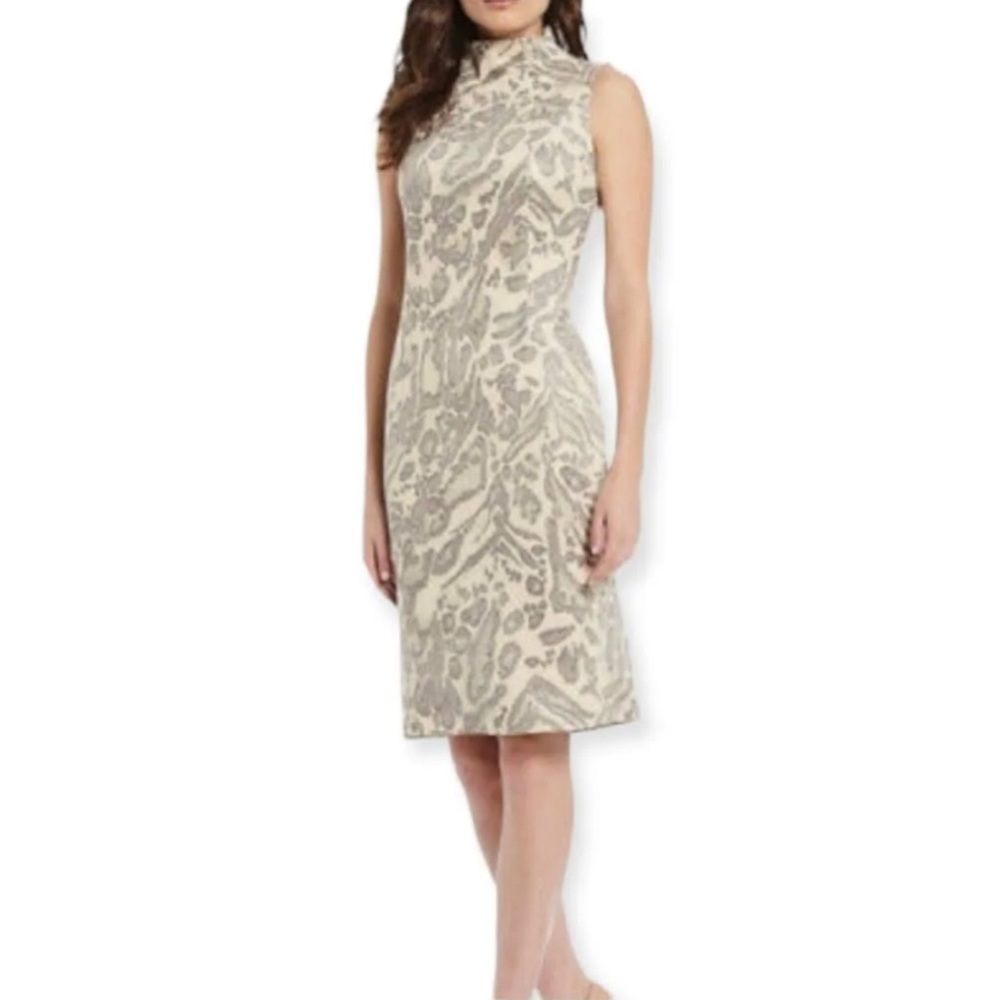 J. McLaughlin Liz Suede Jaguar Print Sheath Dress